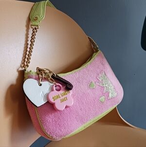 Vintage Juicy Couture Pink And Green Terry Scott Dog Shoulder Bag